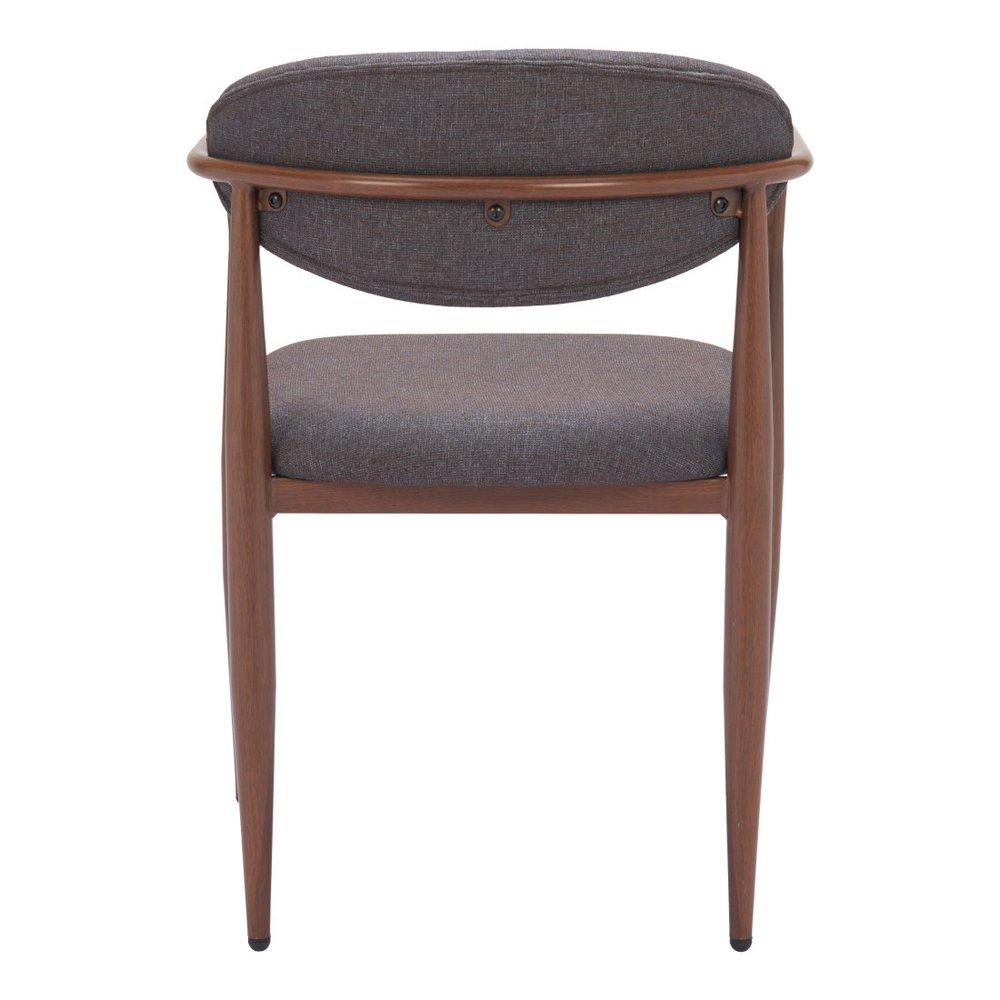 Set of Two Gray And Gold Upholstery And Steel Open Back Dining Arm Chairs
