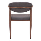 Set of Two Gray And Gold Upholstery And Steel Open Back Dining Arm Chairs