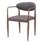 Set of Two Gray And Gold Upholstery And Steel Open Back Dining Arm Chairs