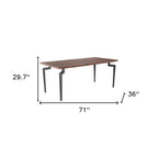 71" Brown and Black Wood and Steel Dining Table