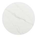 48" White and Black Faux Marble and Steel Pedestal Base Round Top Dining Table