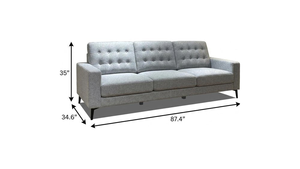 87" Gray Upholstered Sofa