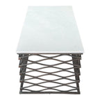 50" White and Antiqued Bronze Genuine Marble and Aluminum Abstract Coffee Table