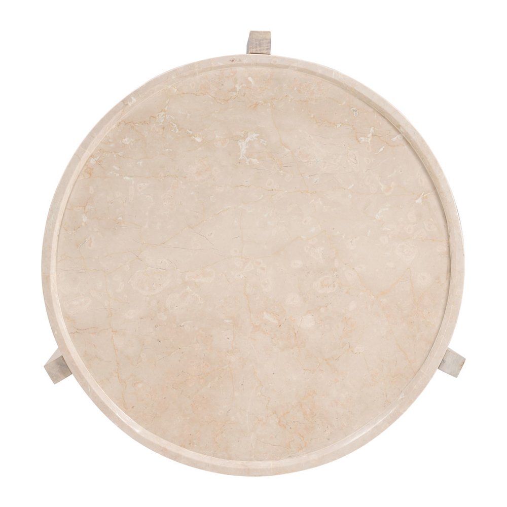 30" Natural Genuine Marble and Marble Round Coffee Table