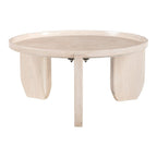 30" Natural Genuine Marble and Marble Round Coffee Table
