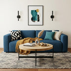 36" Natural And Black Wood and Iron Round Coffee Table