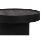 28" Black Solid Wood Round Pedestal Coffee Table