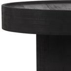 28" Black Solid Wood Round Pedestal Coffee Table