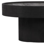 28" Black Solid Wood Round Pedestal Coffee Table