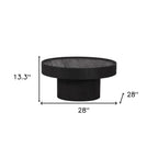 28" Black Solid Wood Round Pedestal Coffee Table