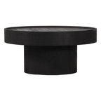 28" Black Solid Wood Round Pedestal Coffee Table