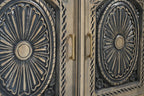 46" Black Distressed Solid Wood Carved Scrollwork Two Drawer Sideboard with Two Doors