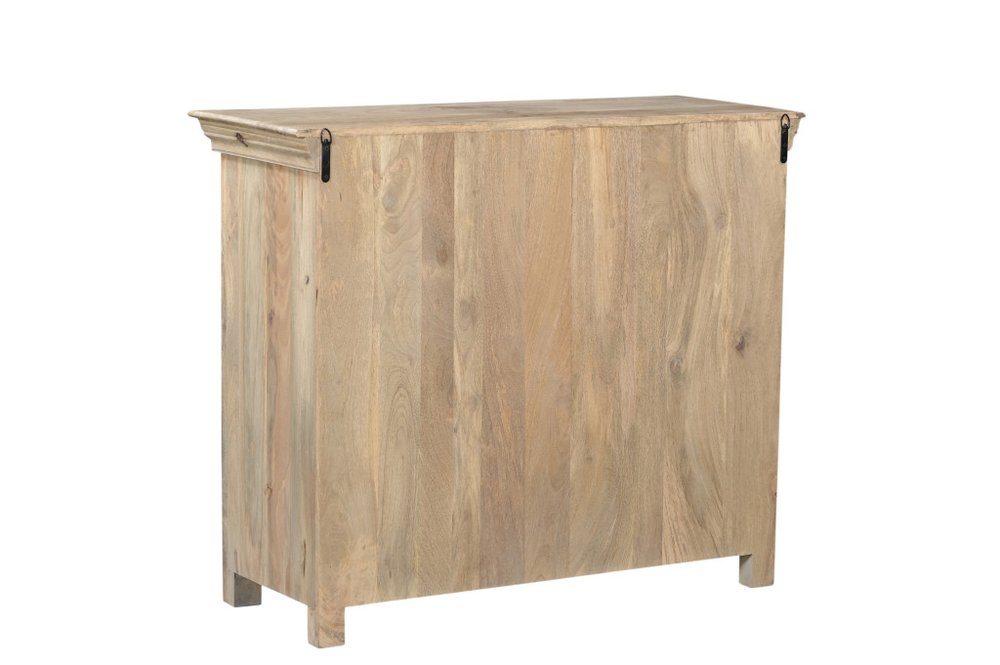 46" Black Distressed Solid Wood Carved Scrollwork Two Drawer Sideboard with Two Doors