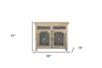 46" Black Distressed Solid Wood Carved Scrollwork Two Drawer Sideboard with Two Doors