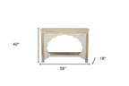 56" Natural Solid Wood Distressed Console Table With Shelf