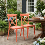 Set of Two Salmon Heavy Duty Plastic Outdoor Stacking Dining Chairs