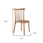 Set of Two Tan and Natural Heavy Duty Plastic Slat Back Dining Side Chairs