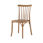 Set of Two Tan and Natural Heavy Duty Plastic Slat Back Dining Side Chairs