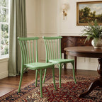 Set of Two Green Heavy Duty Plastic Outdoor Stacking Dining Chairs