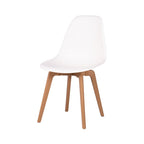 Set of Four White and Natural Heavy Duty Plastic Dining Side Chairs