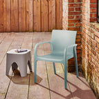 Set of Two Baby Blue Heavy Duty Plastic Outdoor Stacking Dining Chairs