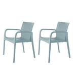 Set of Two Baby Blue Heavy Duty Plastic Outdoor Stacking Dining Chairs