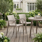 Set of Two Taupe Heavy Duty Plastic Outdoor Stacking Dining Chairs