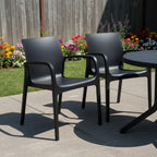 Set of Two Black Heavy Duty Plastic Outdoor Stacking Dining Chairs
