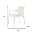 Set of Two White Heavy Duty Plastic Outdoor Stacking Dining Chairs