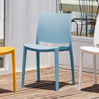 Set of Four Blue Heavy Duty Plastic Outdoor Stacking Dining Chairs