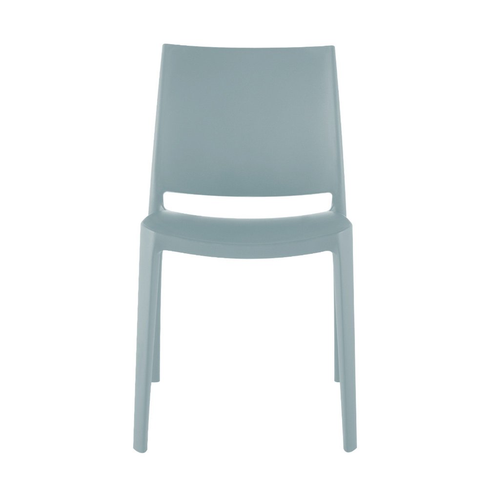 Set of Four Blue Heavy Duty Plastic Outdoor Stacking Dining Chairs