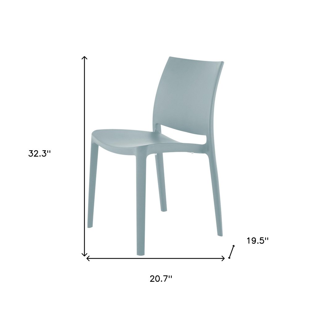 Set of Four Blue Heavy Duty Plastic Outdoor Stacking Dining Chairs