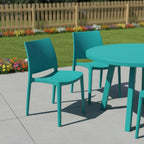 Set of Four Blue Heavy Duty Plastic Outdoor Stacking Dining Chairs
