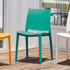 Set of Four Blue Heavy Duty Plastic Outdoor Stacking Dining Chairs