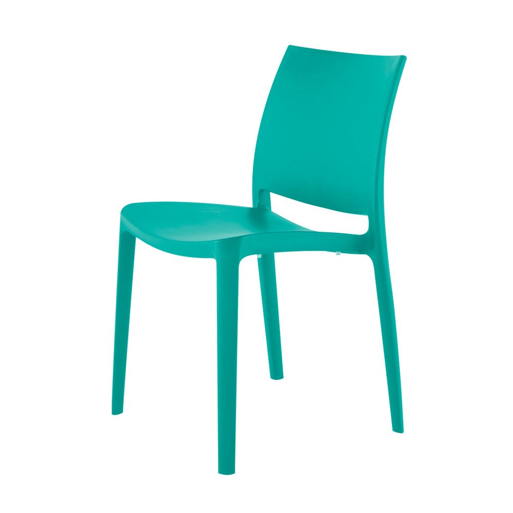 Set of Four Blue Heavy Duty Plastic Outdoor Stacking Dining Chairs