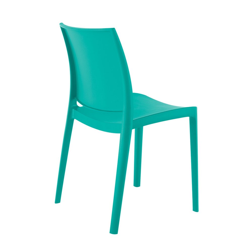 Set of Four Blue Heavy Duty Plastic Outdoor Stacking Dining Chairs