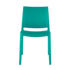 Set of Four Blue Heavy Duty Plastic Outdoor Stacking Dining Chairs
