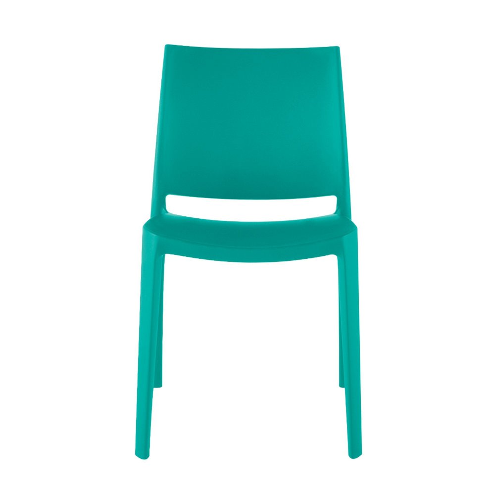 Set of Four Blue Heavy Duty Plastic Outdoor Stacking Dining Chairs
