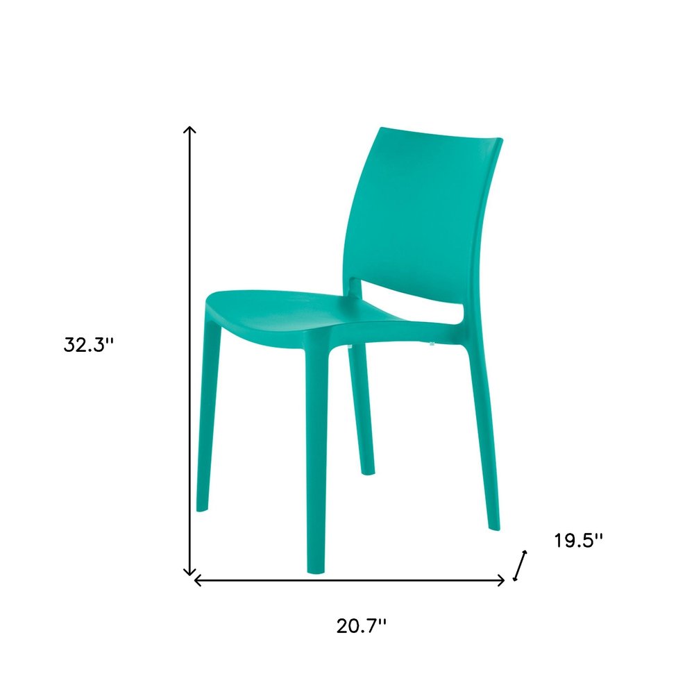 Set of Four Blue Heavy Duty Plastic Outdoor Stacking Dining Chairs