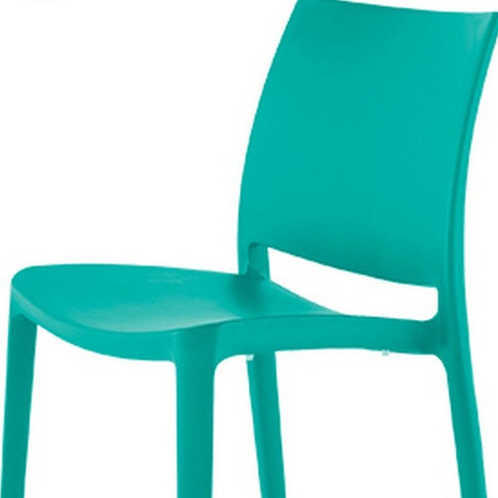 Set of Four Blue Heavy Duty Plastic Outdoor Stacking Dining Chairs