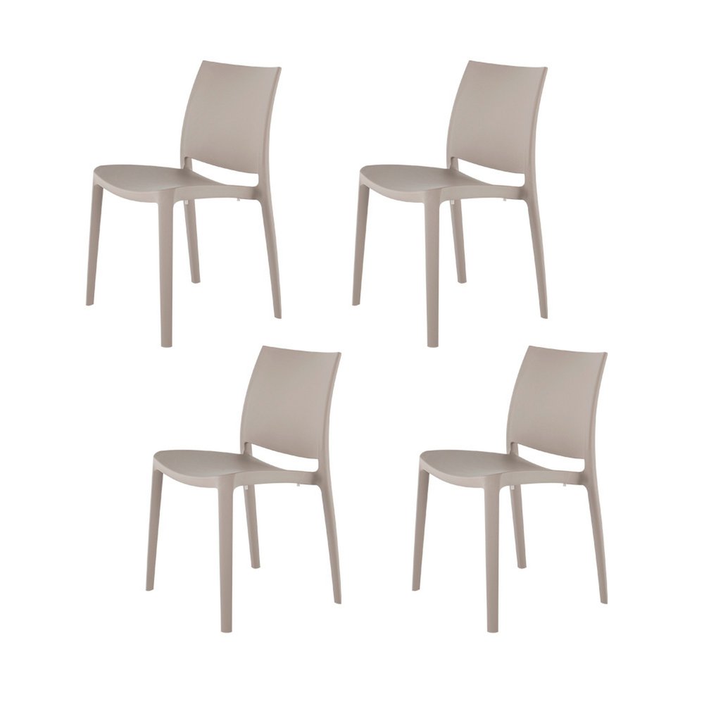 Set of Four Blue Heavy Duty Plastic Outdoor Stacking Dining Chairs