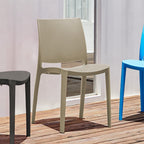 Set of Four Blue Heavy Duty Plastic Outdoor Stacking Dining Chairs