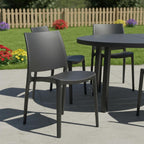 Set of Four Blue Heavy Duty Plastic Outdoor Stacking Dining Chairs