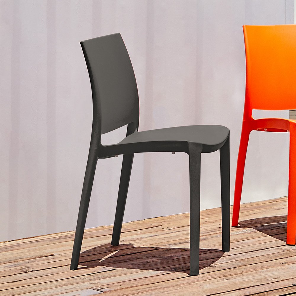 Set of Four Blue Heavy Duty Plastic Outdoor Stacking Dining Chairs
