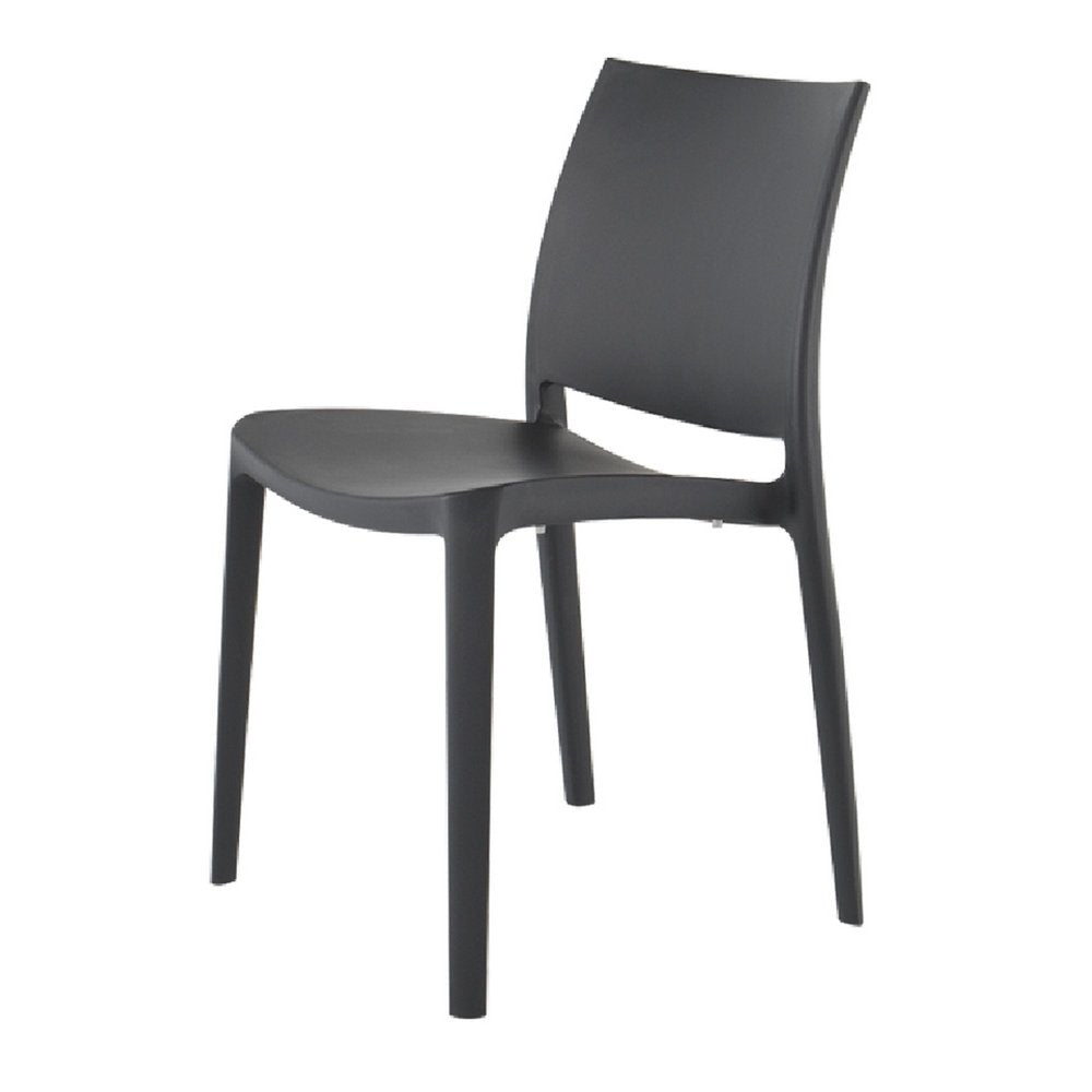 Set of Four Blue Heavy Duty Plastic Outdoor Stacking Dining Chairs
