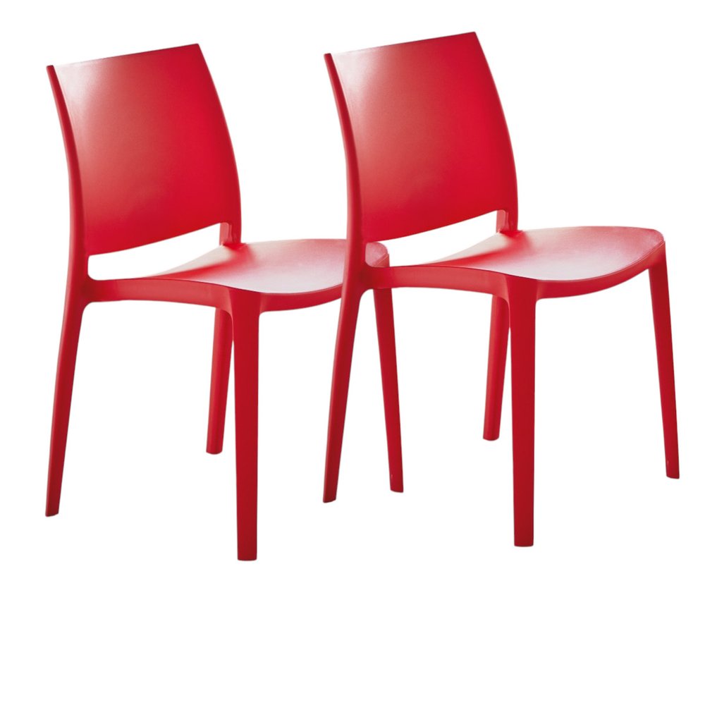 Set of Four Blue Heavy Duty Plastic Outdoor Stacking Dining Chairs