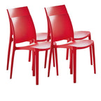 Set of Four Blue Heavy Duty Plastic Outdoor Stacking Dining Chairs