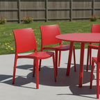 Set of Four Blue Heavy Duty Plastic Outdoor Stacking Dining Chairs