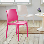 Set of Four Blue Heavy Duty Plastic Outdoor Stacking Dining Chairs