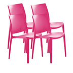 Set of Four Blue Heavy Duty Plastic Outdoor Stacking Dining Chairs